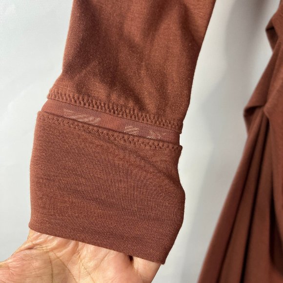 Athleta Womens Havana Terracotta Midi Dress Ruched Sheath Turtleneck Wool XS - Picture 5 of 11